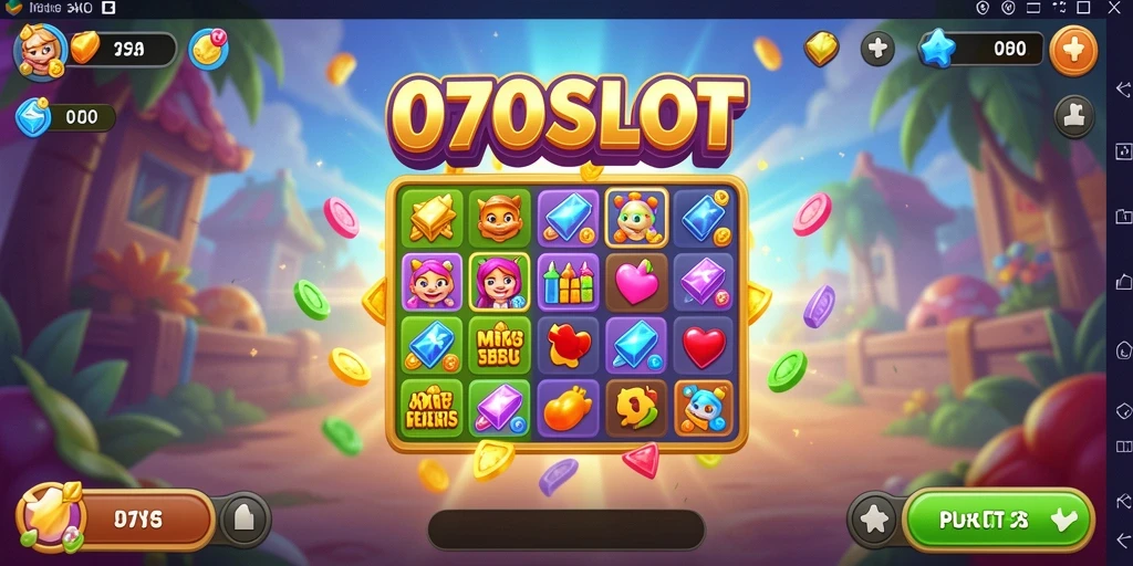 Tampilan gameplay seru di 070SLOT dengan kombinasi warna-warni.