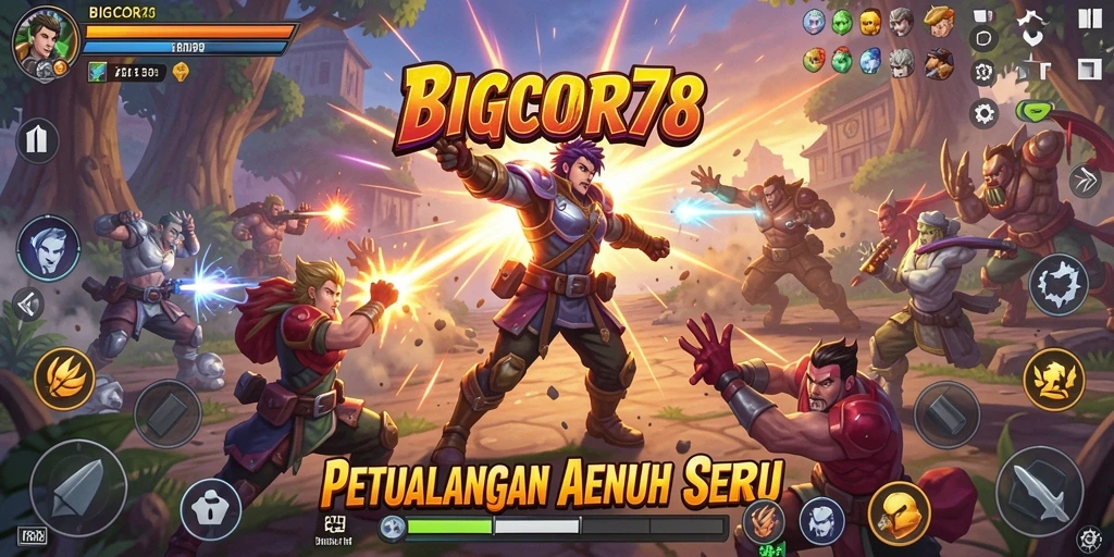 Tampilan gameplay menegangkan dan penuh aksi di BIGCOR78.