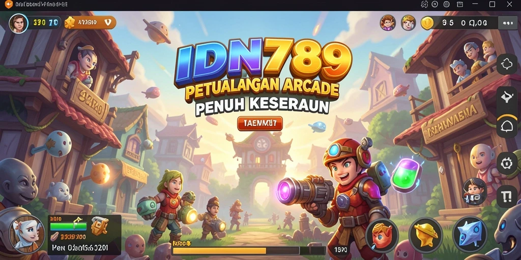 Screenshot utama IDN789 menampilkan gameplay arcade yang dinamis dan seru.