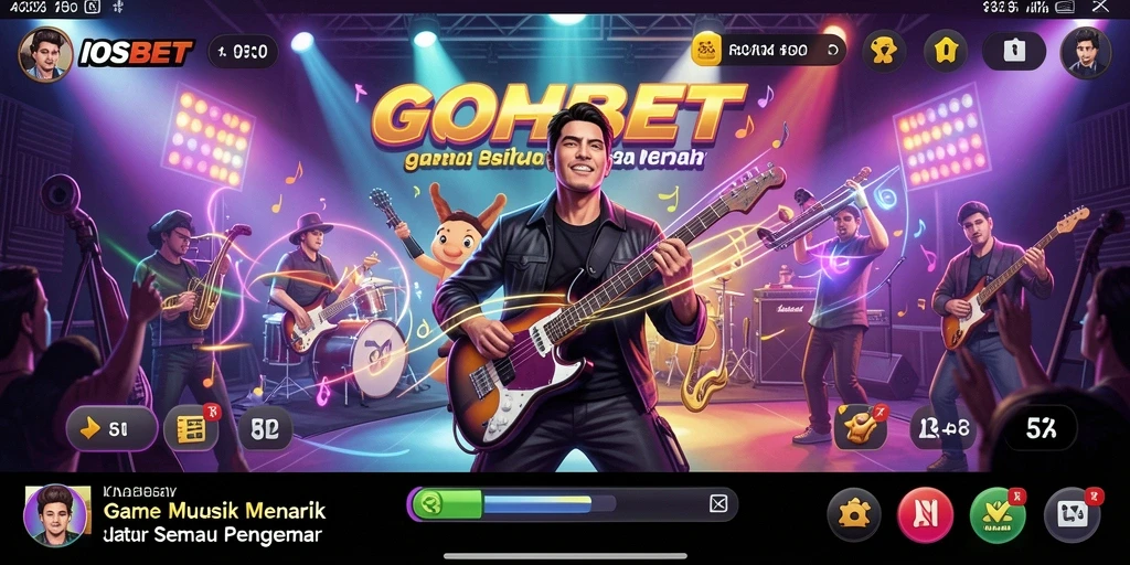 Tampilan gameplay IOSBET dengan antarmuka yang menarik dan lagu-lagu seru.