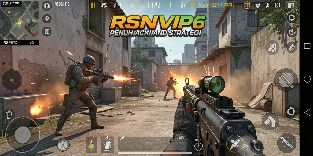 Screenshot RSNVIP6 menunjukkan aksi mendebarkan dalam pertempuran FPS.