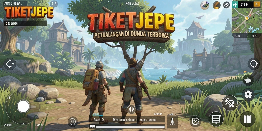Tampilan gameplay TIKETJEPE yang epik di dunia terbuka.