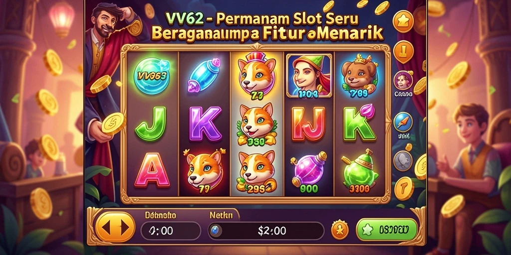 Tampilan screenshot VV62 menampilkan gameplay slot yang mengasyikkan dan penuh warna.